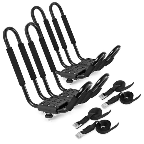 OPEN BOX - 2 Pair Kayak Rack J-Bar Carrier Boat Canoe Surf Car Roof Top Mount